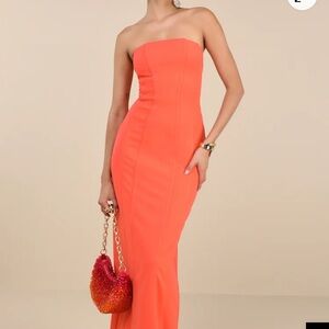 Elegant Orange Strapless Dress